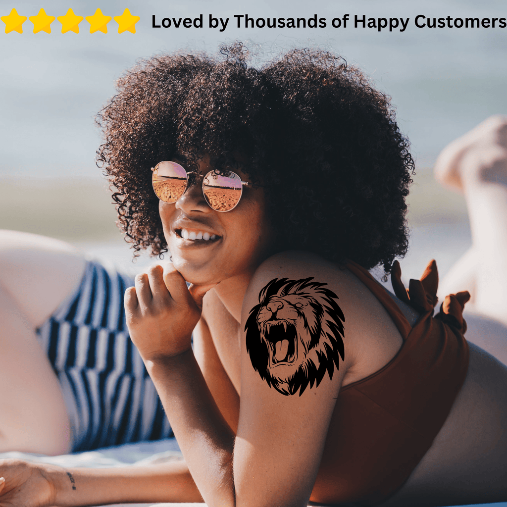 TeMaRo Semi Permanent Fake Tattoo Stickers Lions