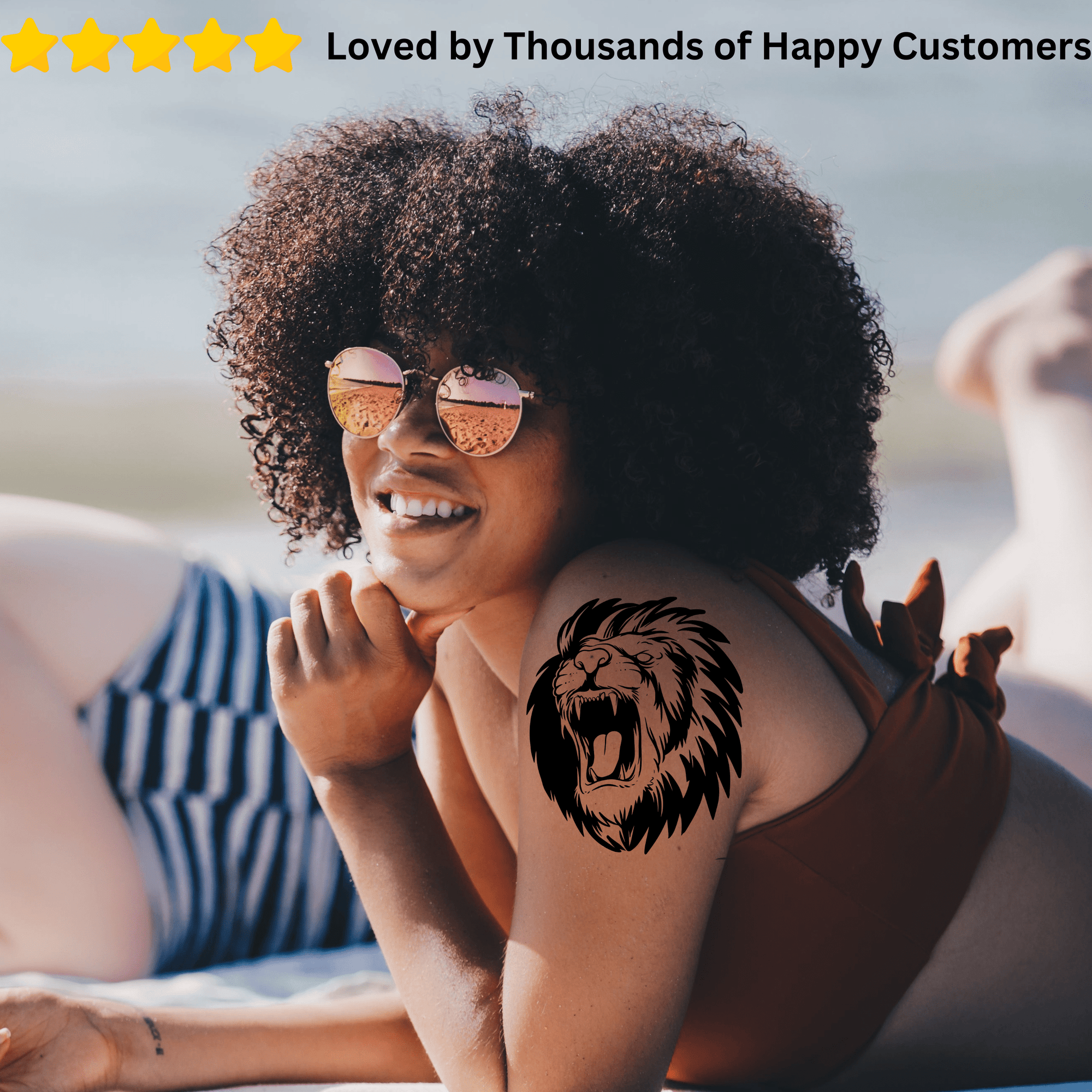 TeMaRo Semi Permanent Fake Tattoo Stickers Lions
