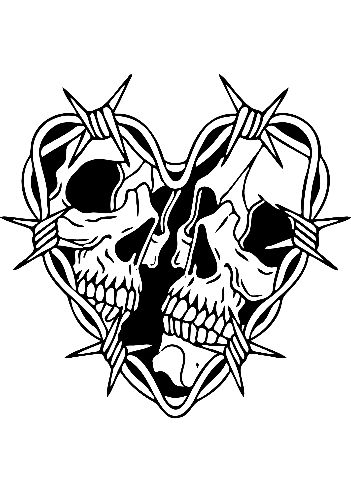 TeMaRo™ Skull Barbed Wire Tattoo