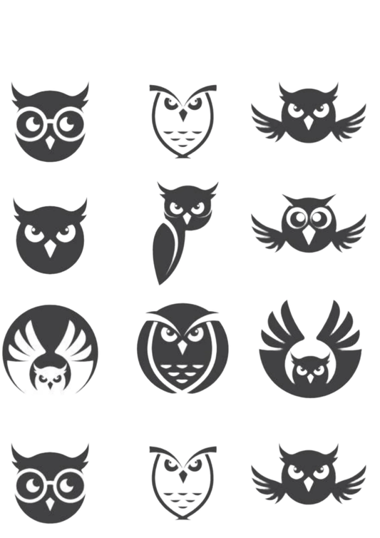 TeMaRo™ Small Owl Tattoos Sheet