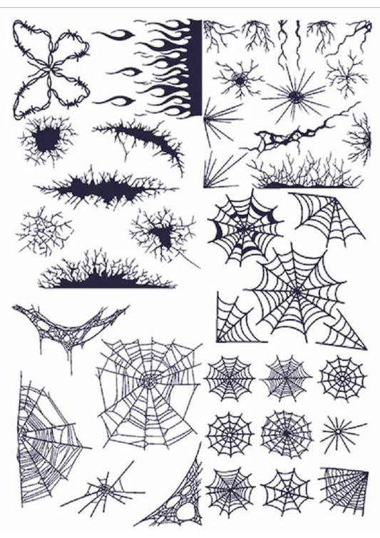 TeMaRo™ Tattoo Ideas - Halloween Spiders' Webs,Flames and Butterfly