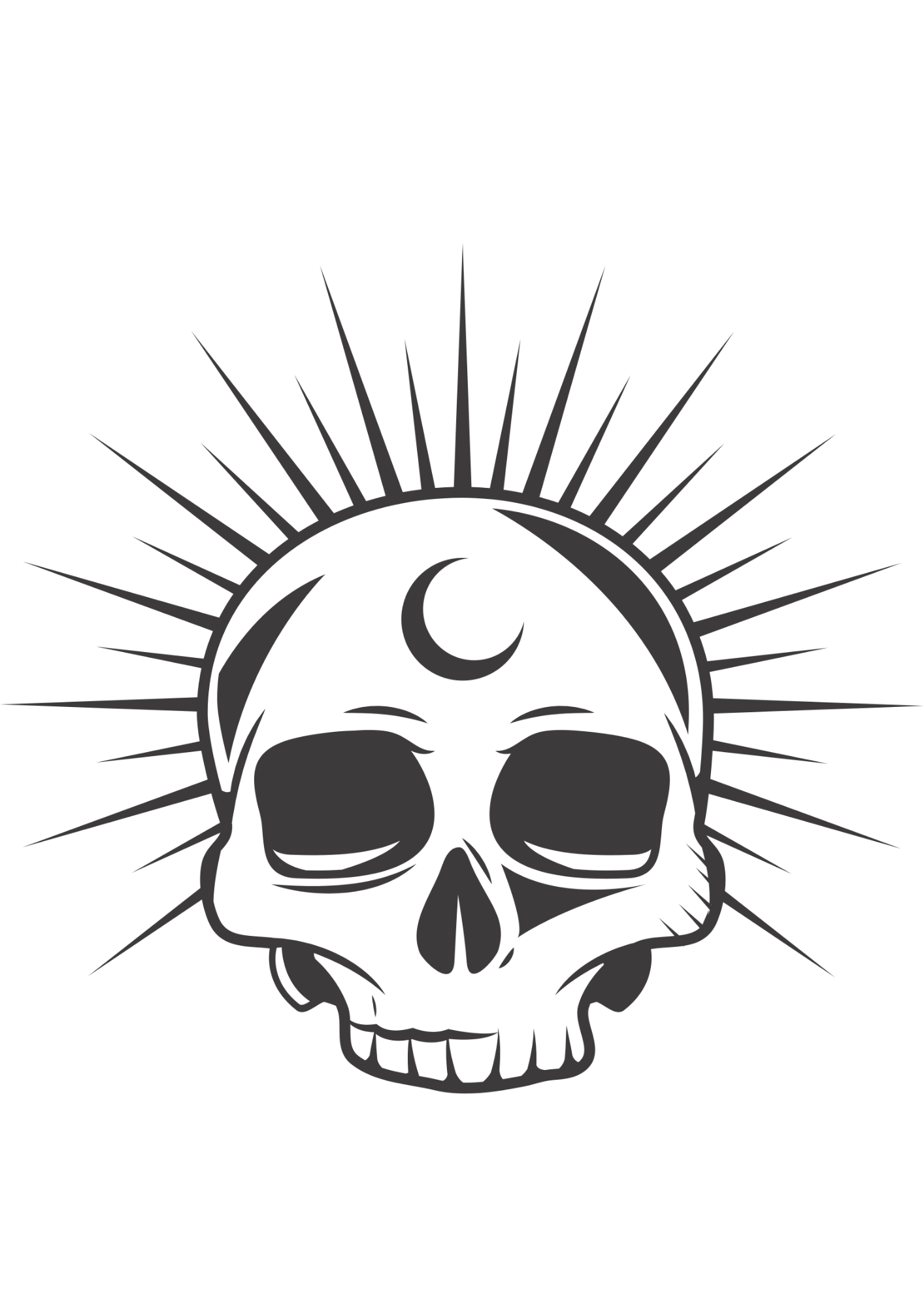 TeMaRo™ Tattoo Skull with Moon