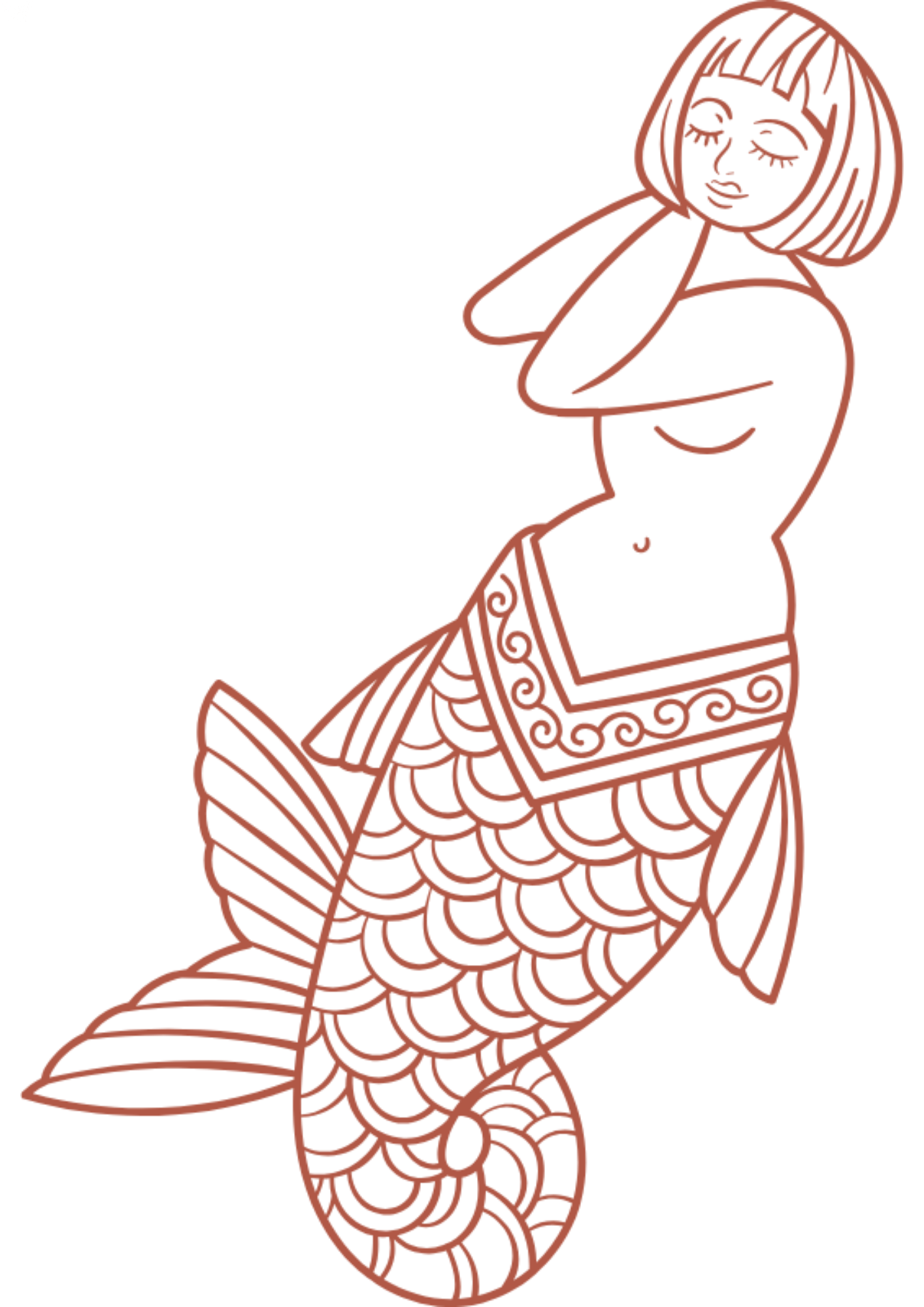 TeMaRo™ Tattoo Style Mermaid Simple