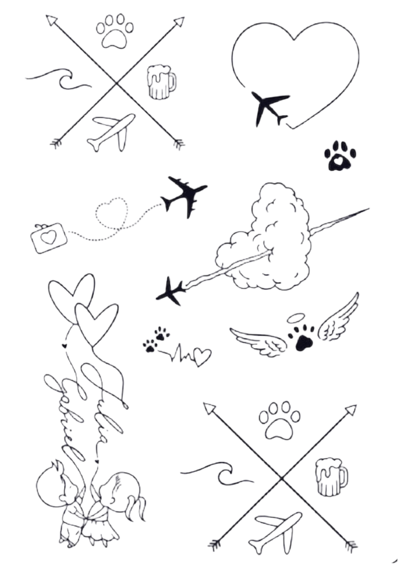 TeMaRo™ Tattoo Temporary Custom - Bon Voyage Tattoo Sheet