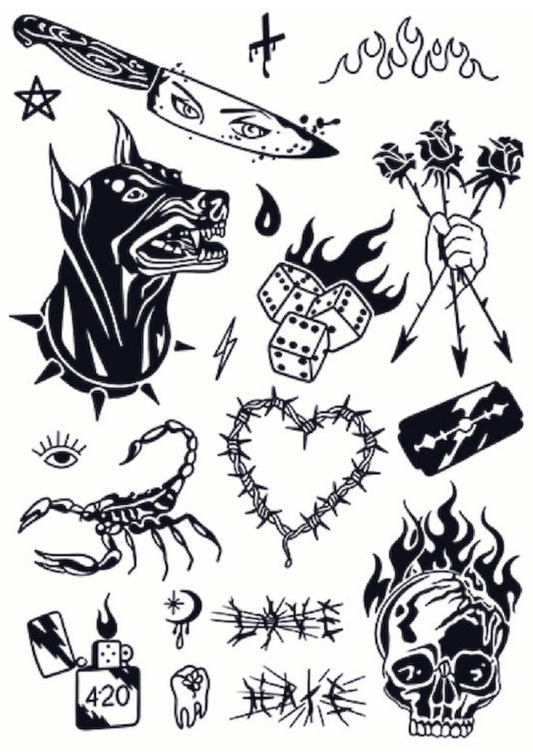 TeMaRo™ Tattoos Design for Women - Love Hate Tattoos Sheet