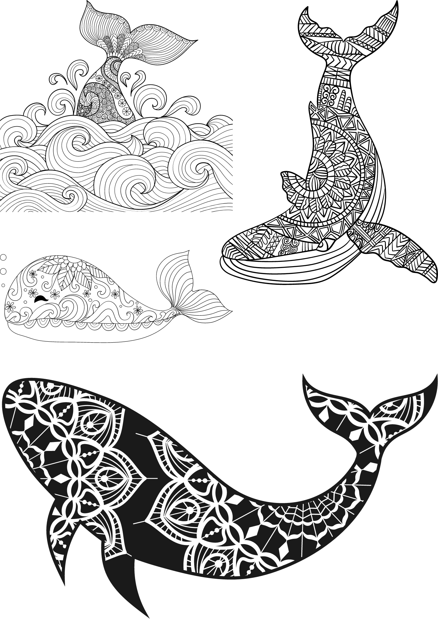 TeMaRo™ Tattoos Designs Mandala - Whales