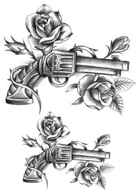 TeMaRo™ Tattoos Ladies - Roses and Guns