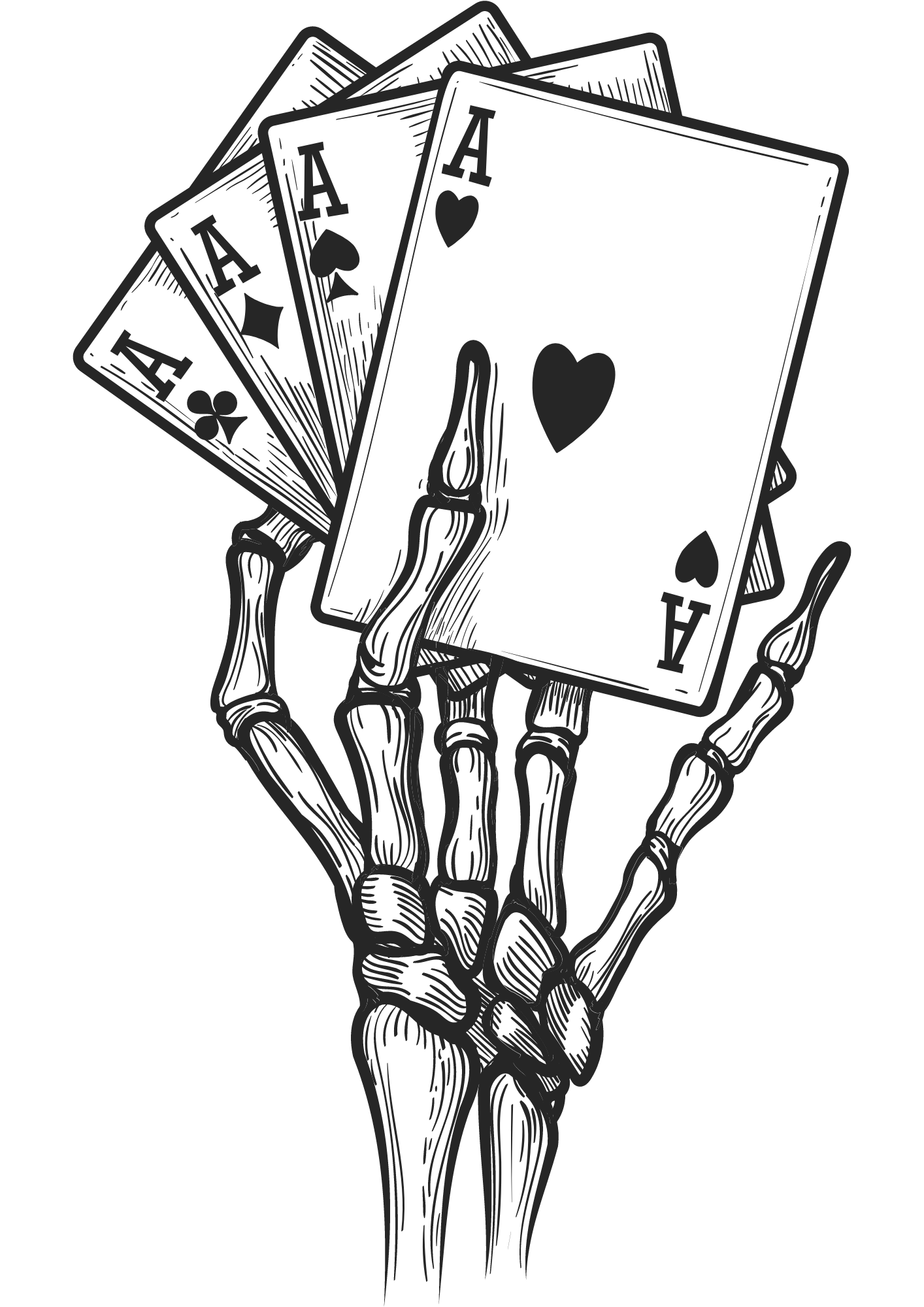 TeMaRo™ Tattoos Skeleton Hand - Poker