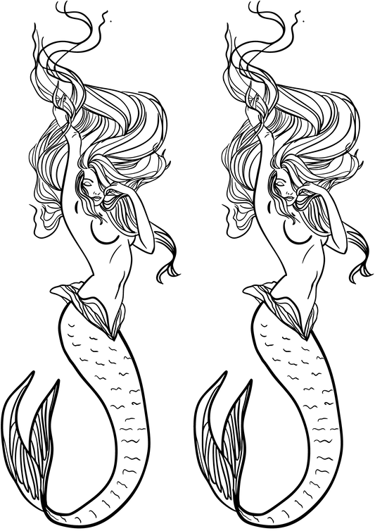 TeMaRo Temporary Tattoos Mermaid Tail and Flowers