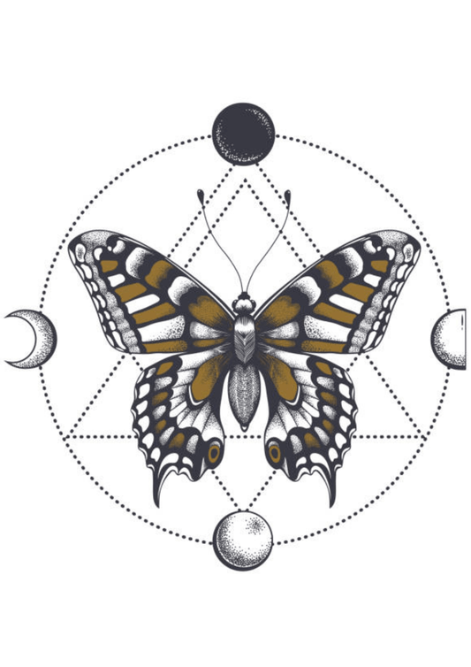 TeMaRo™ Thigh Tattoos Butterfly - Geometric Butterfly and Moon