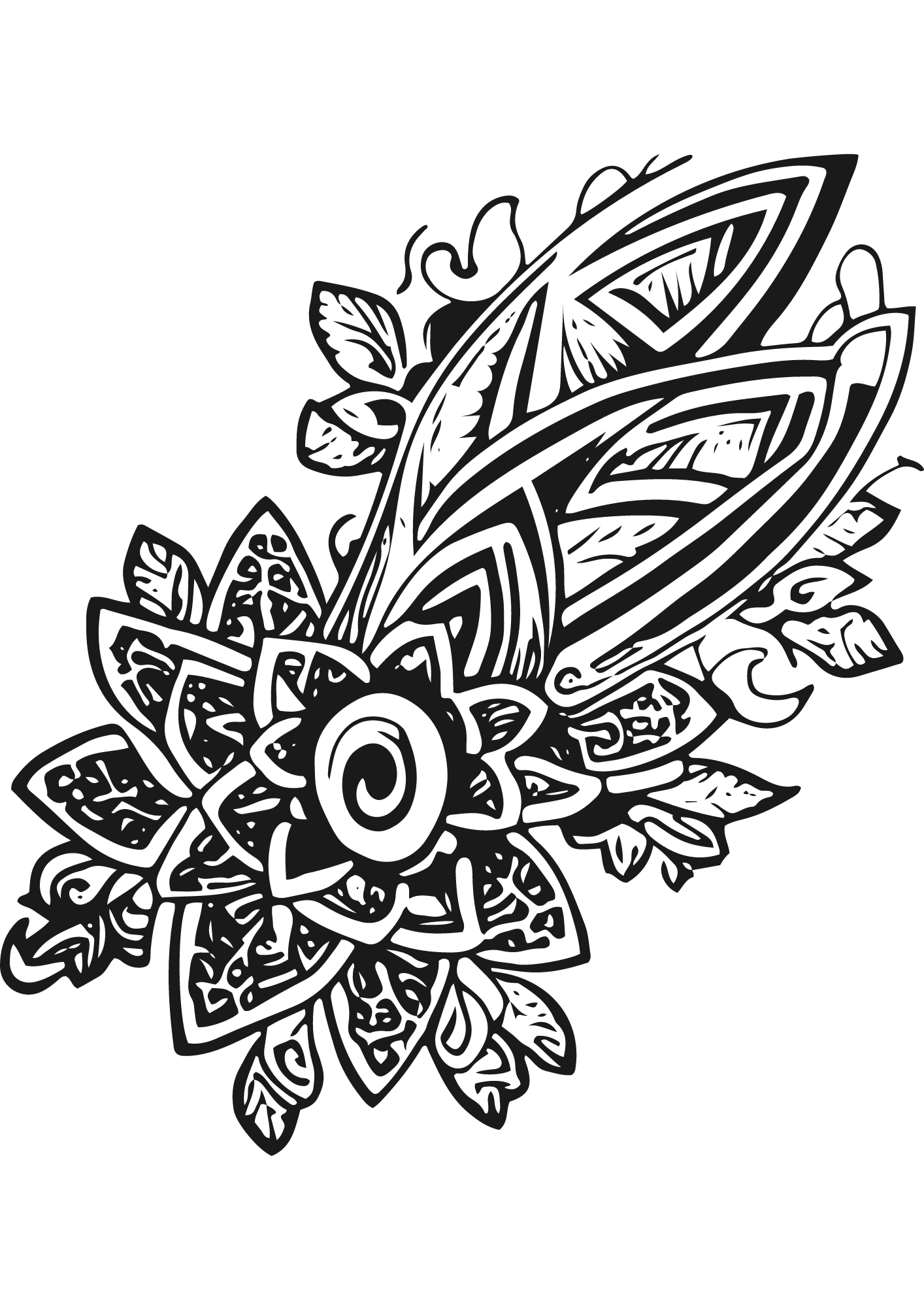 TeMaRo™ Tribal Tattoo with Flowers