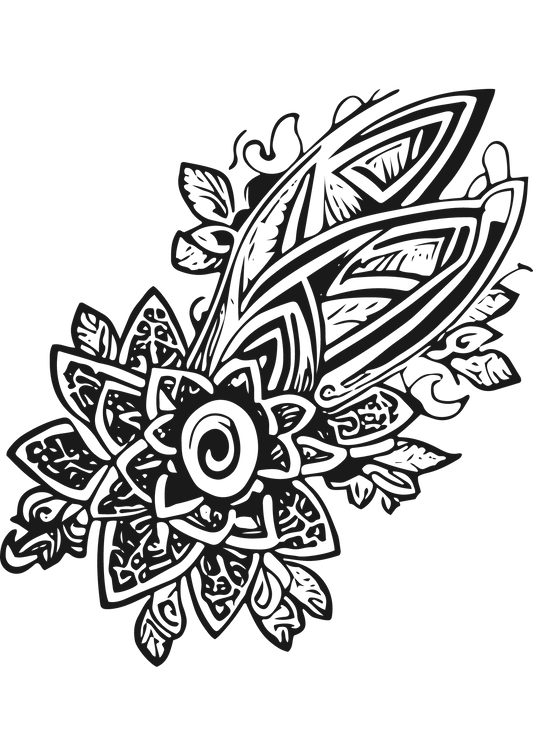 TeMaRo™ Tribal Tattoo with Flowers