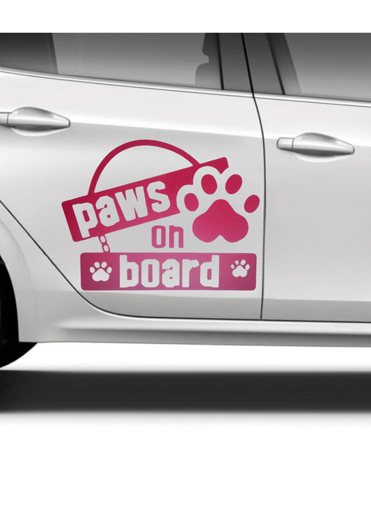 TeMaRo™ Vehicle Decals - Paws On Board (21X30cm)