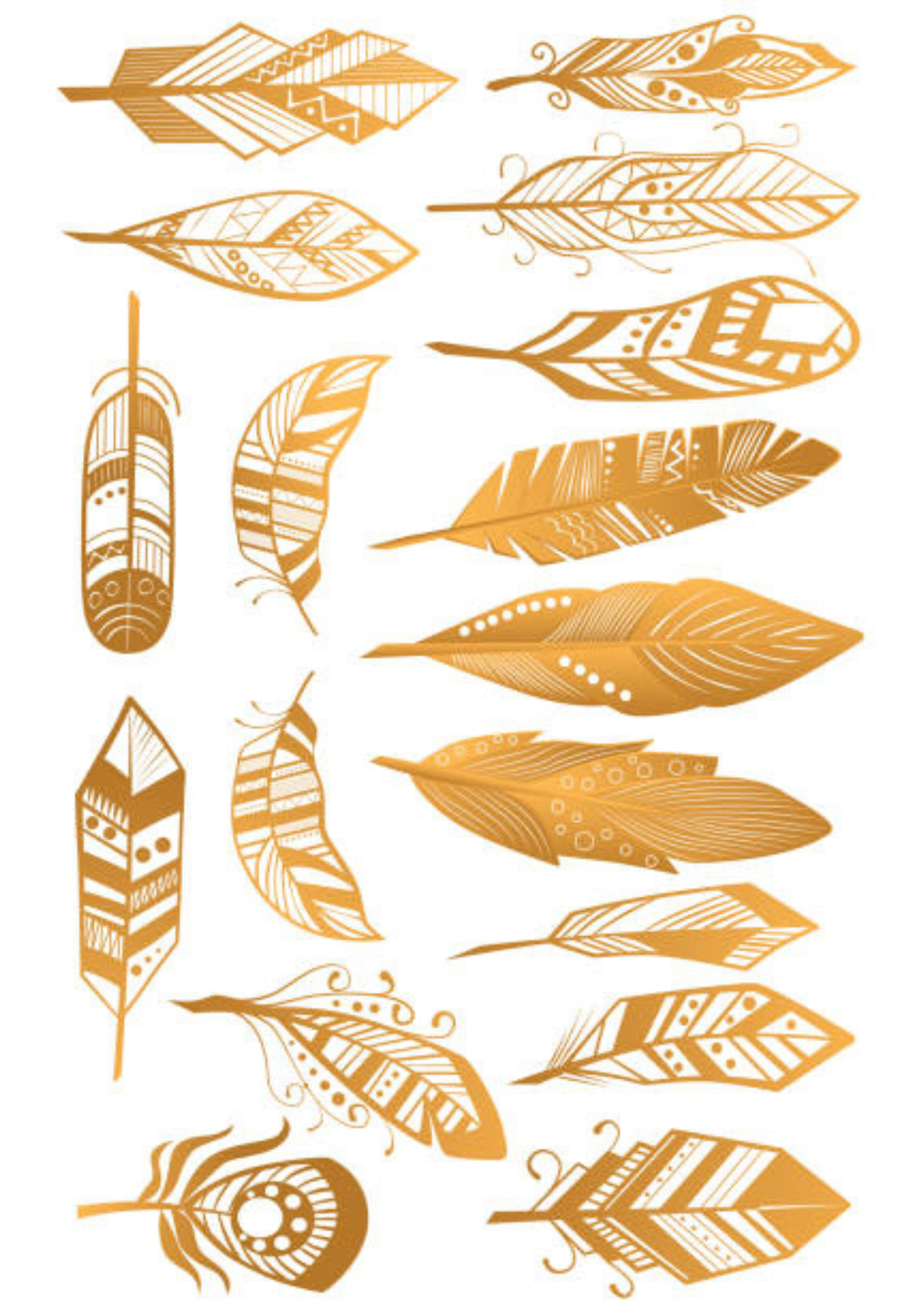 TeMaRo™ Women Tattoo Design - Golden Feathers