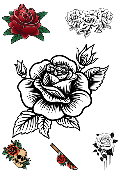 TeMaRo XQB057 Rose Tattoos Sticker For Women