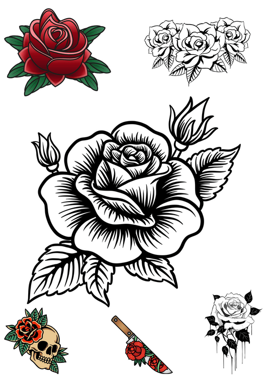 TeMaRo XQB057 Rose Tattoos Sticker For Women