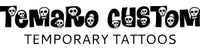 Logo for TemaRo Custom Temporary Tattoos with skull designs.