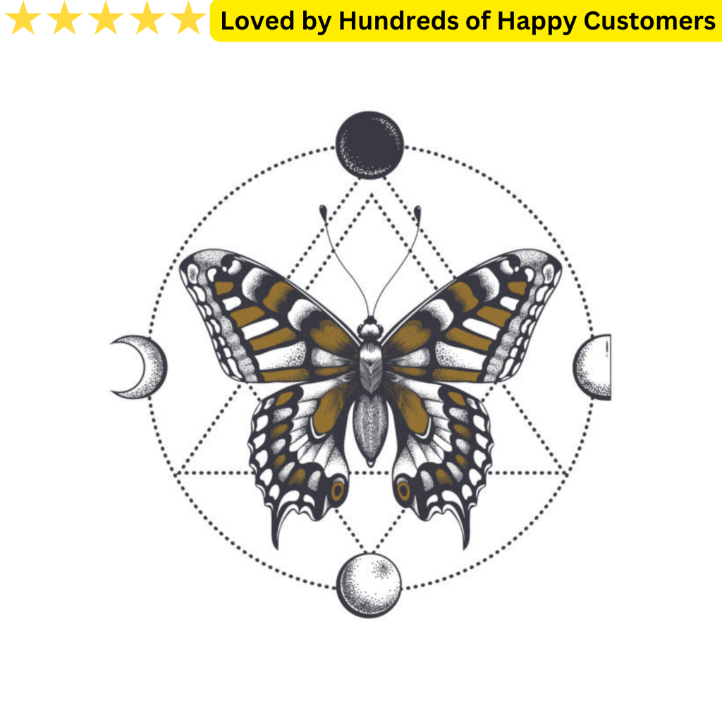 Thigh Tattoos Butterfly - Geometric Butterfly and Moon - TeMaRo™