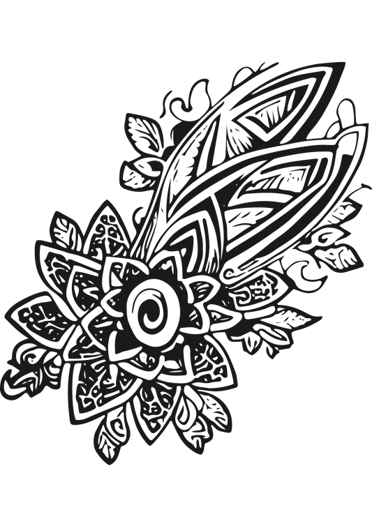 Tribal Tattoo with Flowers