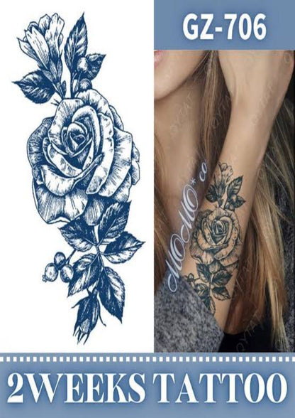 TeMaRo 21cm X 15cm (Not an A4 size) Fake Tattoos Realistic Rose 2 Weeks Tattoo