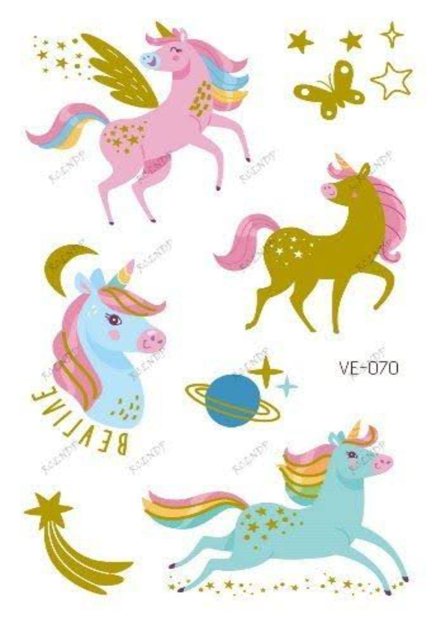 TeMaRo 3cm X 5cm (Not an A4 size) Pony Temporary Tattoo Sheets