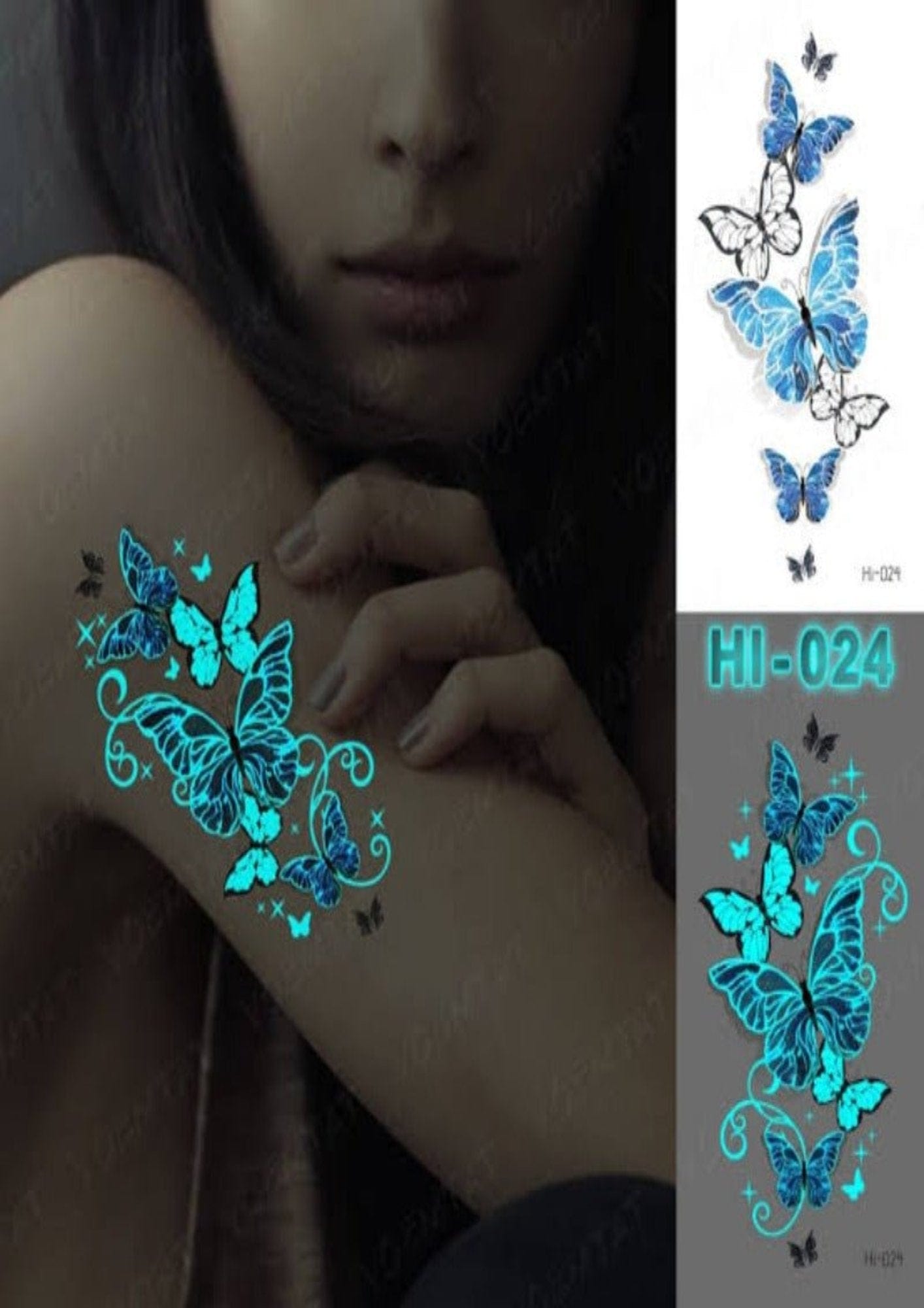 TeMaRo 3cm X 5cm (Not an A4 size) Tattoos with Flowers Luminous Sticker