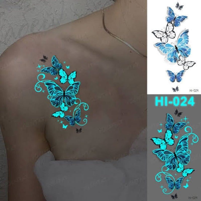 TeMaRo 3cm X 5cm (Not an A4 size) Tattoos with Flowers Luminous Sticker