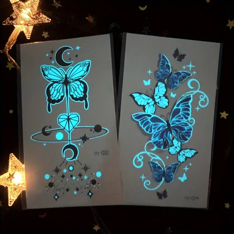 TeMaRo 3cm X 5cm (Not an A4 size) Tattoos with Flowers Luminous Sticker