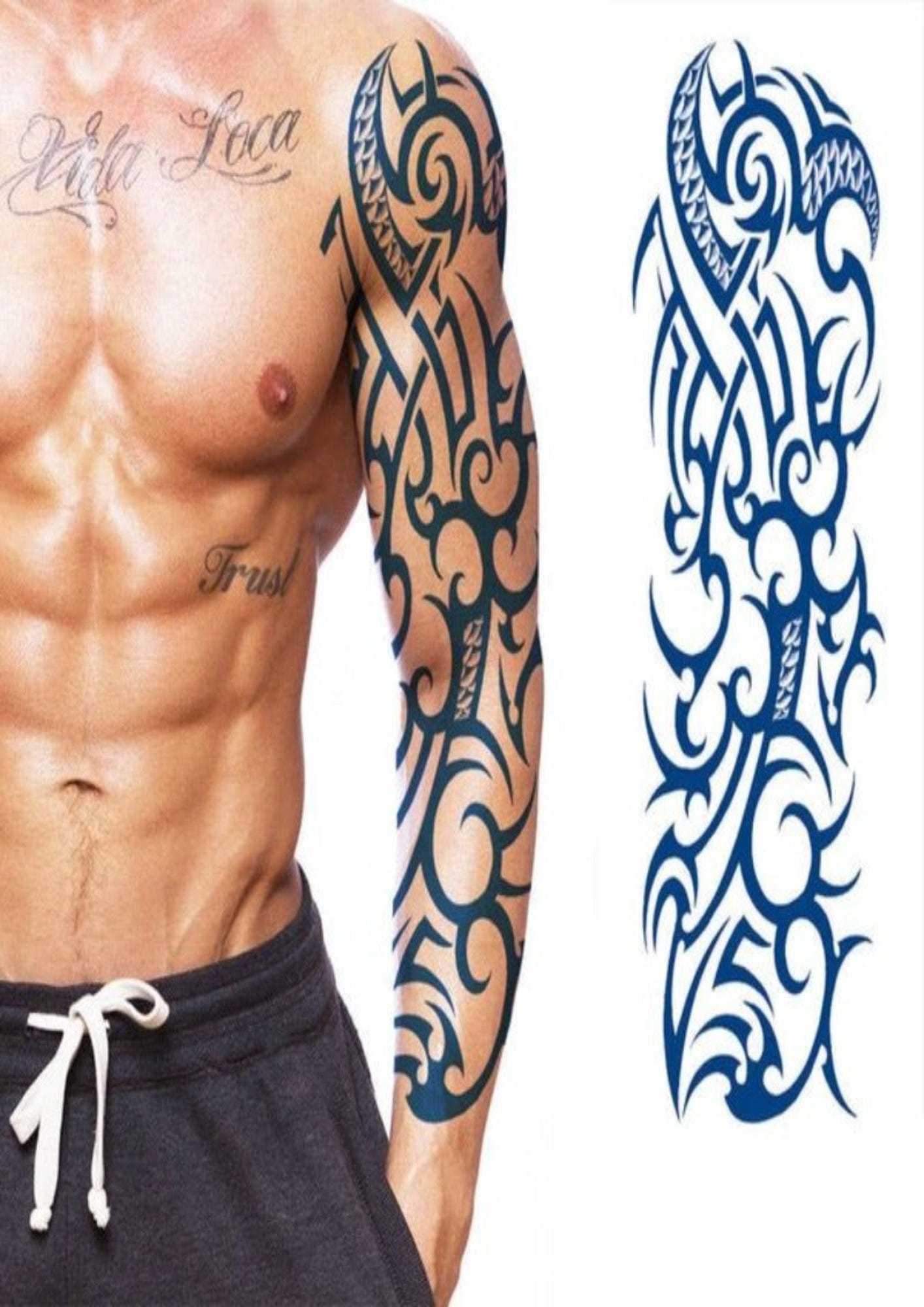 TeMaRo 48cm X 17cm (Not an A4 size) Semi Permanent Fake Tattoo Realistic