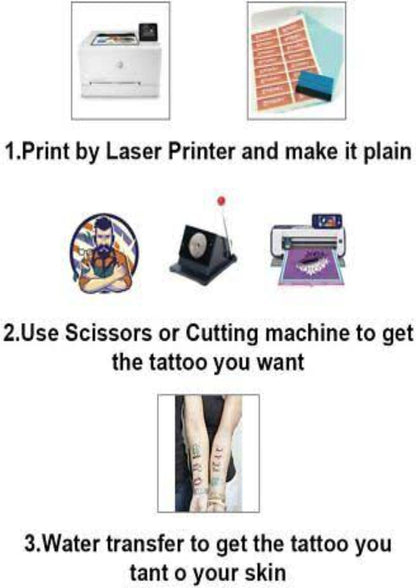 TeMaRo™ 50 X Laserjet Printer Tattoo Papers 50 Units of Printable Tattoo Paper for Laser Printers