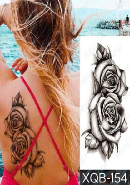 TeMaRo Custom Temporary Tattoos GZX091 21cm X 15cm (Not an A4 size) Rose Tattoos on Back Sticker