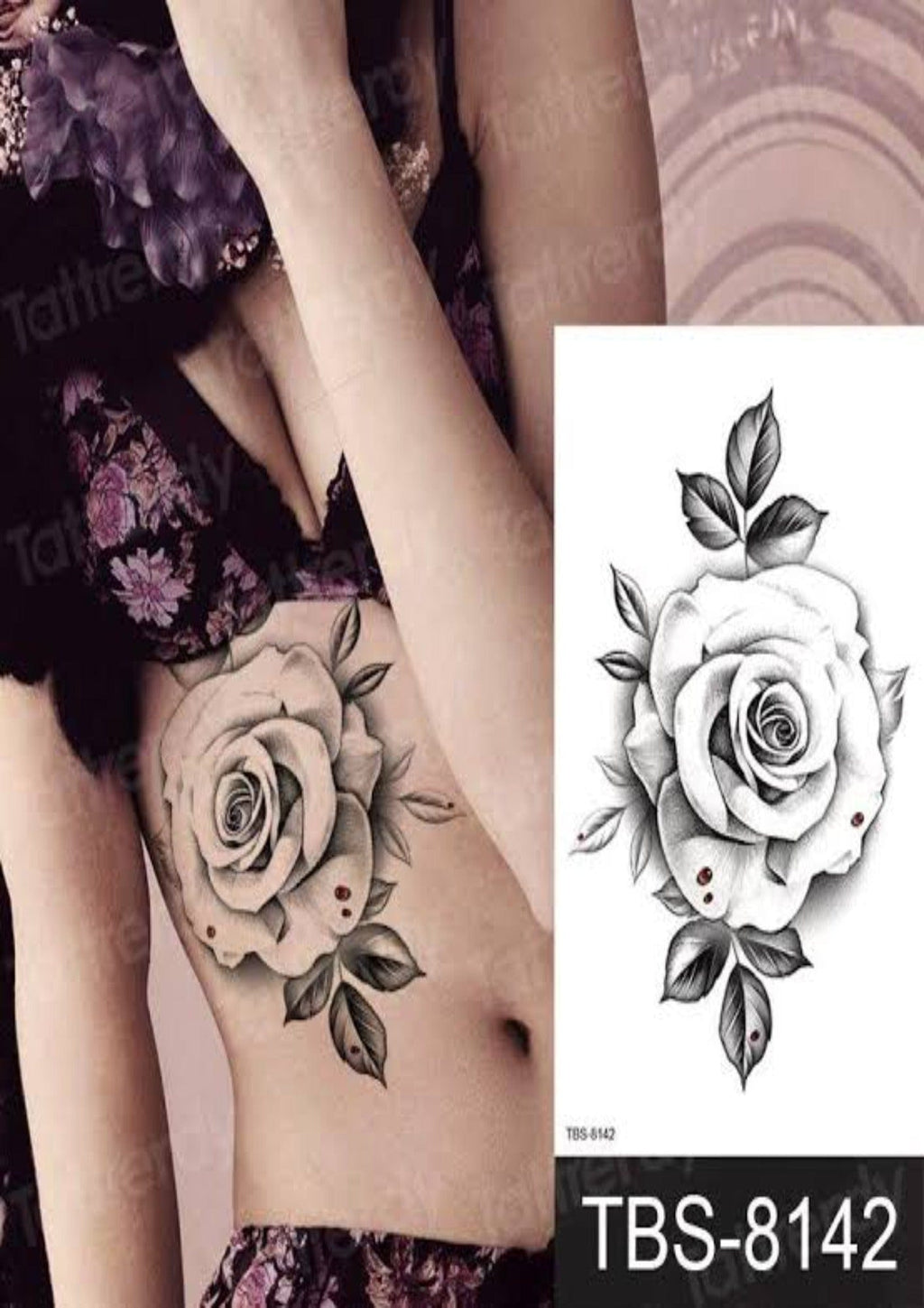 TeMaRo Tattoo Sticker 21cm X 15cm (Not an A4 size) Tattoo Sticker for Hand Roses