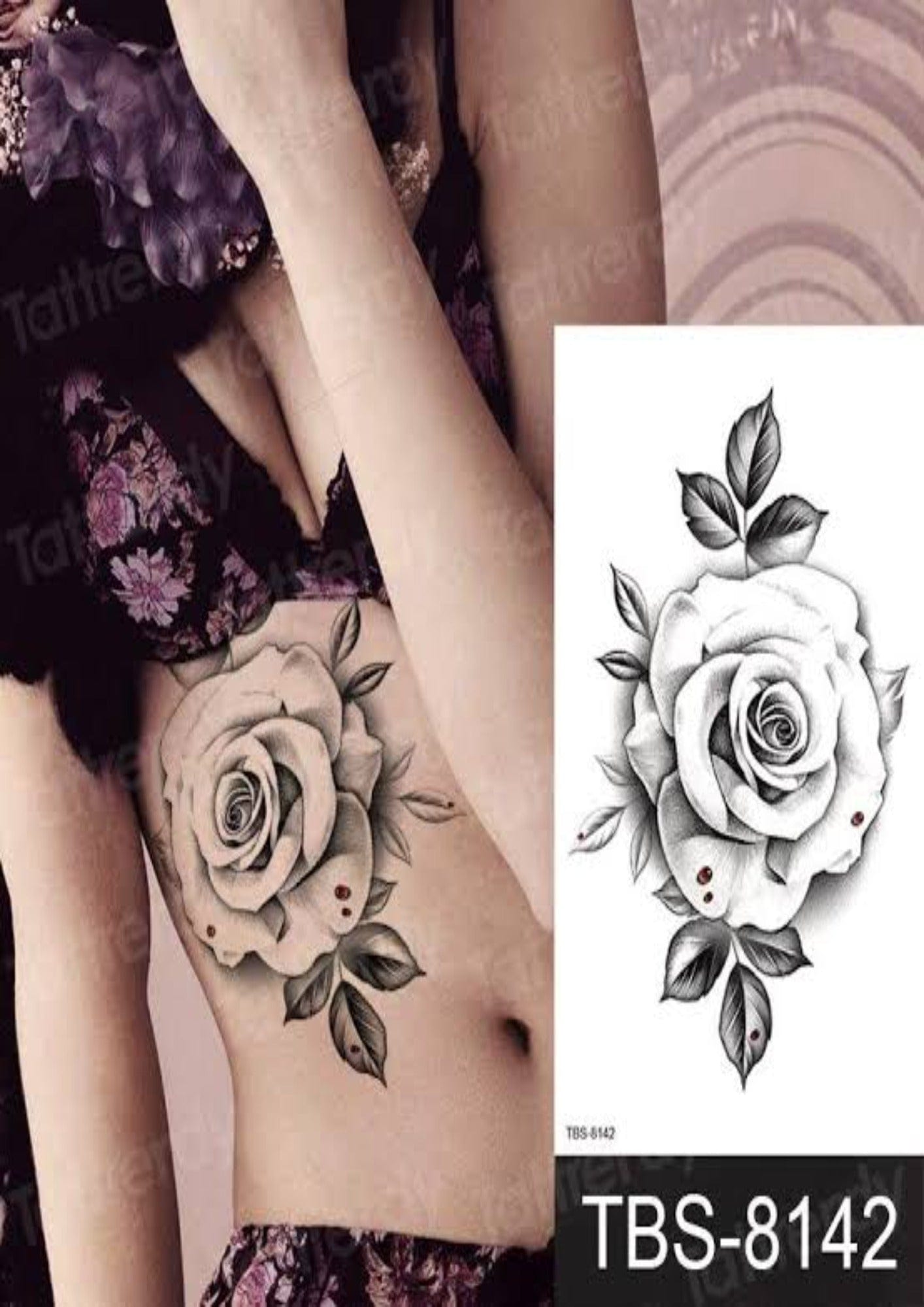 TeMaRo Tattoo Sticker 21cm X 15cm (Not an A4 size) Tattoo Sticker for Hand Roses